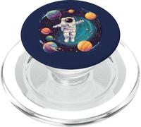 Astronauta Vintage con Planetas Coloridos PopSockets PopGrip para MagSafe