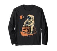 Astronauta Vintage Jugando Ajedrez Retro Sci Fi Ilustración Manga Larga