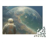 Astronauta Vista Espacial Puzzle de 1000 Piezas Papel para Adultos Relajación Concentración Puzzle para Toda la Familia Decoración Regalo 38x26cm/1000pcs