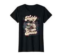 Astronauta y Oso de Peluche cósmico galáctico en el Espacio, Galaxia Camiseta gráfica económica, Mujer, Negro, XS