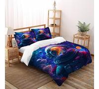 astronautaa Juego De Cama Tamaño Elegant Comfort Lujoso Universo Brillante Fundas De Edredón Lavables 3 Piezas - 2 Funda De Almohada(50 * 75) Super King(260x220cm)