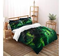 astronautaaa Verde Funda De Edrojoón Universo 3D Impreso Microfibra Ropa De Cama 2 Fundas De Almohada, Niños Niñas, Funda De Edrojoón Dormitorio King（220x240cm）