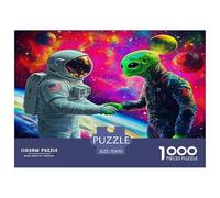 Astronautaas and Aliens Rompecabezas Desafíos Divertidos Decoración del Hogar 1000 Piezas Hombre Espacial Rompecabezas Imposible Juguetes Desafiantes para Adultos 70x50cm/1000pcs