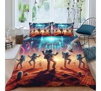 Astronautaas Space Funda De Edredón 3 Piezas 3D Impresa Revelry HumanMars con 2 Fundas De Almohada King（220x240cm） Microfibra Juego De Cama para para Niñosy Hombres