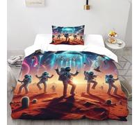 Astronautaas Space Funda Nordica Algodon 2 Piezas con Impresión En 3D Revelry HumanMars con 1 Fundas De Almohada Single（135x200cm） 100% Microfibra Juego De Cama para