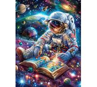 Astronaute lisant Dans la Galaxie Puzzle 500 Piezas Cartón Grueso para Adultos Mitos fantásticos Cuento De Hadas Diversión Grupal Entrenamiento Cerebral Regalo Navideño Regalo Ideal 50