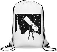 Astronomy Telescope and Stars - Saco de gimnasio informal con cordón, color blanco, White, Talla única