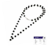 Astrotalk Karungali Malai - Cuentas de plata con tapa de 6 mm, 54+1 | Mala de madera de ébano original para bendiciones del Señor Murugan | Protección contra el mal de ojo y dosh de mangan, ideal para