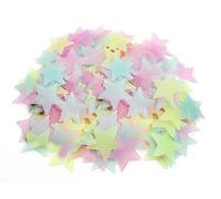 ASTRQLE 100 piezas de pegatinas de pared de plástico con estrellas fluorescentes luminosas de colores mixtos para decoración de dormitorio, techo, pared, decoración que brilla en la oscuridad, pegatinas de estrellas para habitación de bebés y niños