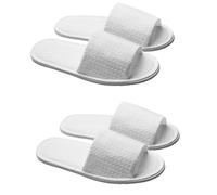 ASTRQLE 2 pares de pantuflas blancas de punto gofre para spa, con puntera abierta, desechables, para hombres y mujeres, antideslizantes, para viajes, fiestas, uso en casa y hoteles