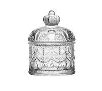 ASTRQLE Tarro de cristal transparente de 200 ml con tapa, diseño vintage en relieve, recipiente de almacenamiento de alimentos, decoración de bodas, fiestas, bufés, recipiente de cristal para