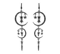 ASTRUE Pendientes colgantes de luna y estrella con diamantes de imitación para mujer, joyería de araña celestial brillante, 3 colores, Zinc, Cristal