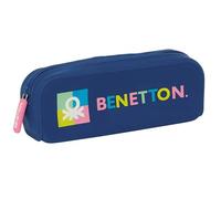Safta BENETTON COOL - Portatodo Cuadrado Silicona, Estuche Infantil, Estuche Niño, Ideal para Niños en Edad Escolar, Cómodo y Versátil, Calidad y Resistencia, 18.5x5.5x7.5 cm, Color Azul Marino