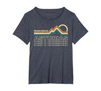 Asturias - Paraíso Natural - España Camiseta, Mujer Tallas Grandes, Azul Jaspeado, 2XL Grande