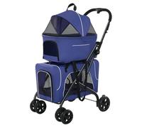 ASTVDFQK Carro para Perros 3 En 1, Plegable, con 4 Ruedas, Rueda Delantera Universal Y Bolsa De Almacenamiento Lateral. Tela Oxford Impermeable For Perros Pequeños.(Blue)