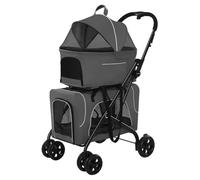 ASTVDFQK Carro para Perros 3 En 1, Plegable, con 4 Ruedas, Rueda Delantera Universal Y Bolsa De Almacenamiento Lateral. Tela Oxford Impermeable For Perros Pequeños.(Gray)