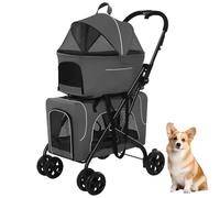 ASTVDFQK Carro para Perros For Perros Pequeños, 3 En 1, Rueda Delantera Universal, Bolsa De Almacenamiento Lateral Y Tela Oxford Impermeable For Viajes.