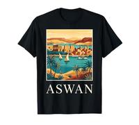 Asuán Egipto Templos del Nilo Desierto Río Skyline Escena Camiseta
