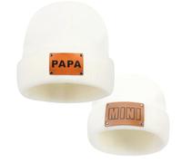 Asufegucd Gorro de punto para padres e hijos, gorro de punto para mujer, gorro de hiphop cálido para bebé, gorro de lana de punto de invierno para madre y bebé, gorro de esquí, White Papa, S-L