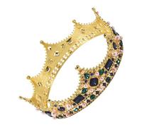 Asuinxurr Corona de rey dorada para hombre, estilo barroco, vintage, con diamantes de imitación, corona de rey para teatro, baile de graduación