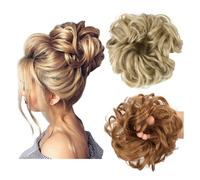 ASUITOFK Mo o desordenado, coleteros gruesos, extensiones de cabello sint tico, peluca de cola de caballo, postizo rubio oscuro