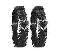 Asukohu 1 Par De Hebillas De Moda Elásticas Correas De Zapato Para Alto Diseño Antideslizante Cordones Para El Día A Diario Tacón Alto Correas, Corazón negro., talla única
