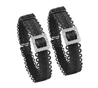 Asukohu 1 Par De Hebillas De Moda Elásticas Correas De Zapato Para Alto Diseño Antideslizante Cordones Para El Día A Diario Tacón Alto Correas, Black Square, talla única