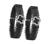 Asukohu 1 Par De Hebillas De Moda Elásticas Correas De Zapato Para Alto Diseño Antideslizante Cordones Para El Día A Diario Tacón Alto Correas, Black Flower Shape, talla única