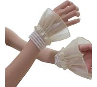Asukohu 1 par de muñequeras elásticas en capas desmontables para camisa, mangas multicolores para fotografía de uñas y sesiones de moda, pulseras elásticas ajustables, albaricoque, Talla única