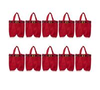 Asukohu 10 bolsas portátiles de Papá Noel, estilo cesta, bolsas de dulces de Navidad para celebración de Navidad, bolsa de botella de tela no tejida