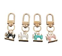 Asukohu 4 piezas/pack antigua máquina de coser llave titular con diamantes de imitación detalle aleación regalo significativo para aniversario año nuevo máquina de coser colgante llavero, Puerta Ban