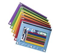 Asukohu 6 estuches con cremallera para bolígrafos, carpetas de 3 anillas, estuche transparente para lápices con ventana para gomas de borrar, reglas, marcadores, cremalleras de almacenamiento, caja