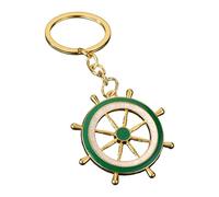 Asukohu Anclajes marinos y llavero hechos de Kiriste resistente en clásico tema marino azul blanco para entusiastas anillos, verde, Silver