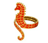 Asukohu Anillos de caballito de mar con gotas de aceite artísticos hechos de materiales de aleación resistentes adecuados para fiestas y fiestas para uso diario, como se describe