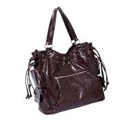 Asukohu Bolso bandolera retro grande para axilas, con cordón, tachonado, de piel sintética, para ir de compras y viajes, bolso cruzado con tachuelas, a, One Size
