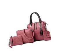 Asukohu Bolso de mano 4 en 1 de piel sintética con asa superior, cierre de cremallera y correa cruzada, monedero para mujer, conjunto de bolso de moda, a, One Size