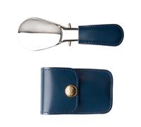 Asukohu Calzador plegable de acero inoxidable con estuche de almacenamiento, mango de piel sintética, herramienta de elevación de viaje para oficina en casa, asistente ligero, Blue, Talla única