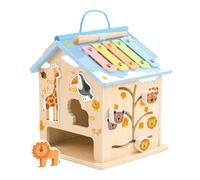Asukohu Casa de Actividades de Juego Interior con clasificador de Formas de Madera, Control Deslizante de Pista de Animales, Teclas de música en Techo y diseño de de Transporte para en