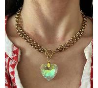 Asukohu Collar con forma de corazón que cambia de color a la moda de longitud ajustable accesorios de moda para regalo de desgaste diario para ella, talla única, como se describe, como se describe