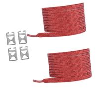 Asukohu Cordones elásticos para zapatos de metal seguro, sin atar, cordones metálicos brillantes para calzado atlético, cordones elásticos ajustables con cierre de metal, rojo nacarado, Talla única