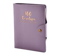 Asukohu Cuaderno de desafío de ahorro de 100 días, organizador portátil con sobre diseño de presupuesto para la administración del dinero, plantillas de carpeta presupuestarias únicas, morado