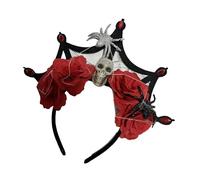Asukohu Diadema de esqueleto hecha a mano para niña, bruja, esqueleto de sangre oscura, máscaras, Halloween, fiesta de bruja, diadema de Halloween