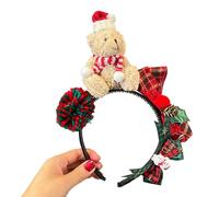 Asukohu Diadema de Navidad a cuadros rojos con lazo, clip para el pelo, accesorios para el cabello, accesorios para fiestas