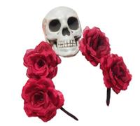 Asukohu Disfraz de bruja sangrienta para el pelo del Día de los Muertos, calavera de sangre oscura, peinado, para espectáculos en vivo, diadema para carnavales, Halloween, diademas de esqueleto para
