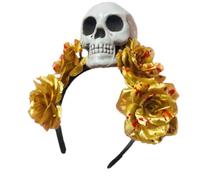 Asukohu Disfraz de bruja sangrienta para el pelo del Día de los Muertos, calavera de sangre oscura, peinado, para espectáculos en vivo, diadema para carnavales, Halloween, diademas de esqueleto para