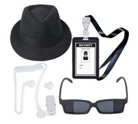 Asukohu Disfraz de guardia de seguridad de servicio secreto, conjunto de accesorios para disfraz de agente secreto, cosplay, Halloween, cosplay