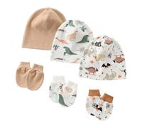Asukohu Juego de 3 gorros para bebé recién nacidos, sombrero fetal de moda, sombrero de moda sin ala, gorro de moda con guantes suaves antiagarre, guantes transpirables para recién nacidos y fundas