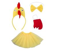 Asukohu Juego de aros de pelo de animal, disfraz de pollo, guantes, corbatín, cola, diademas, diadema de gallo, diadema de gallo, diadema de pascua, animal