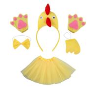 Asukohu Juego de aros de pelo de animal, disfraz de pollo, guantes, corbatín, cola, diademas, diadema de gallo, diadema de gallo, diadema de pascua, animal