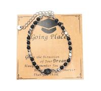 Asukohu Juego de regalos de graduación ajustable para joyería de cuentas de piedra para amigos universitarios, recuerdos conmemorativos con caja ajustable, talla única, como se describe